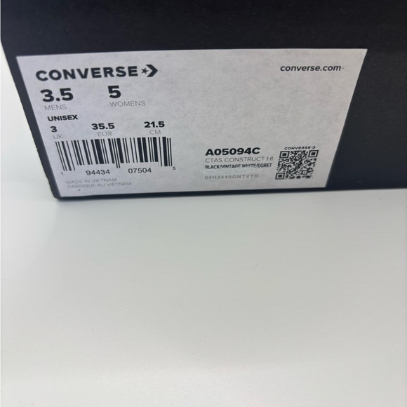 Converse Black and White High-Top Sneaker construct - Picture 3 of 3